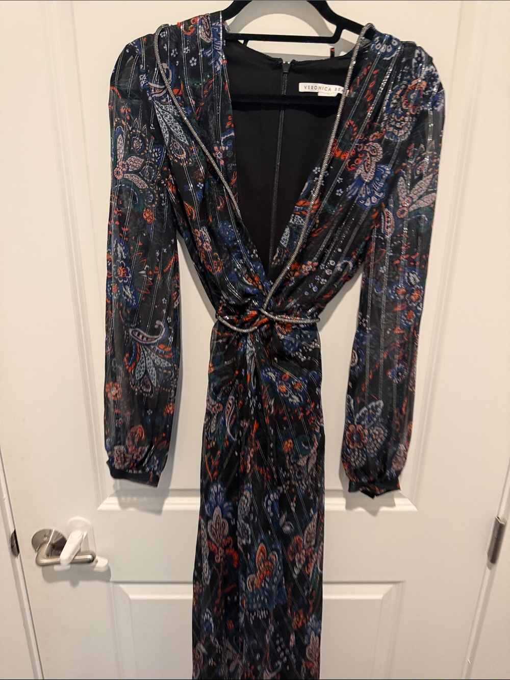 Veronica Beard Black Kaira Metallic Silk Twist-Front Maxi Dress - Picture 4 of 9